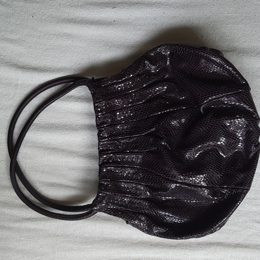 Dark purple leather shoulder bag